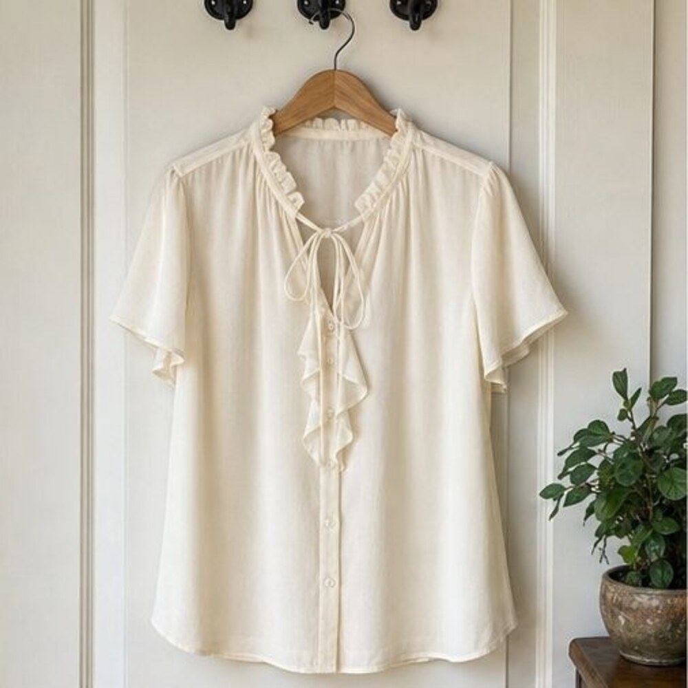 Cream Button Blouse